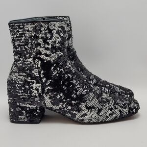 Chiara Ferragni Articolo Tomaia Black Sequin Glitter Ankle Boots Size 37